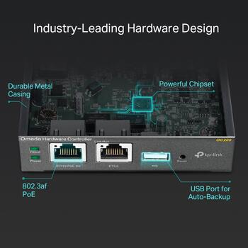TP-Link Omada OC200 беспроводной контроллер, 2x10/100 Мбит/с, USB 2.0, PoE, облачное управление, до 100 ТД (OC200)