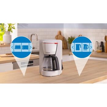 Bosch Кофеварка TKA2M111, 1200 Вт, 1,4 л, 10-15 чашек, с заземлением, съемный водяной бак (TKA2M111)
