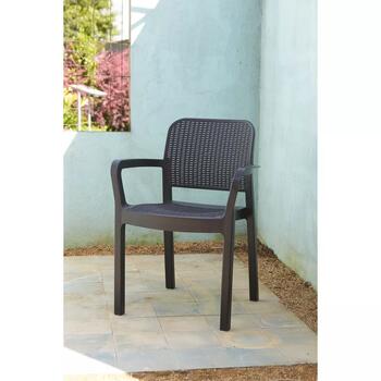 Keter Samanna садовый стул бежевый 29199558587, 53x58x83см, 2.8кг, имитация ротанга, устойчив к УФ (29199558587)