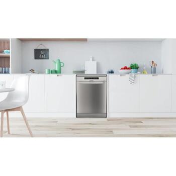 Indesit посудомоечная машина D2F HD624 AS, 60 см, 14 комплектов, 9 программ, класс E, дисплей, серебристый (D2F HD624 AS)