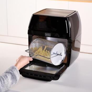 Black Decker Karstā gaisa friteris 12L ES9730030B, 1700W, 40-200°C, 6h taimeris, melns, digitālais displejs, nelīpošs (ES9730030B)