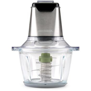 Gastroback Мини-измельчитель 40961, 0,6 L, 400 W, 2 скорости, 3 лезвия, стеклянная чаша, нержавеющая сталь, кнопки (40961)