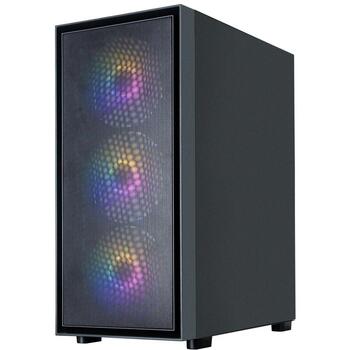 Zalman S6 BLACK, ATX Midi Tower datora korpuss, 3x140mm FRGB priekšā, 1x120mm FRGB aizmugurē, melns (S6 BLACK)