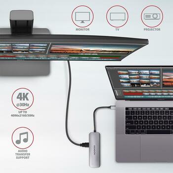 Axagon док-станция HMC-5 USB 3.2, 2x USB-A, 1x USB-C, 1x HDMI, 5Gb/s, 100W PD, 110 x 35 x 12.5 mm (HMC-5)