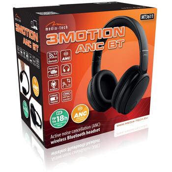Media-Tech Austiņas MT3611, 14h, 300mAh, ANC, Bluetooth 5.3, 10m, 102dB, 32Ω, 20-20kHz, 3.5mm, USB-C (MT3611)