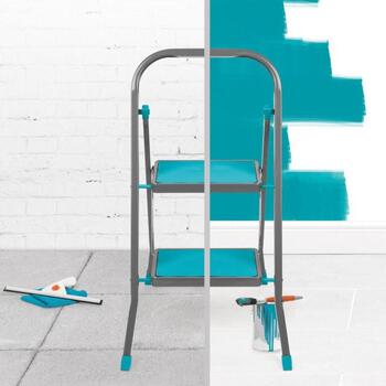 Beldray LA023957SPFEU7 2-ступенчатая лестница, 81см, 46.5см, 51см, 4.28кг, металл, нескользящие ступени, складная (LA023957SPFEU7)