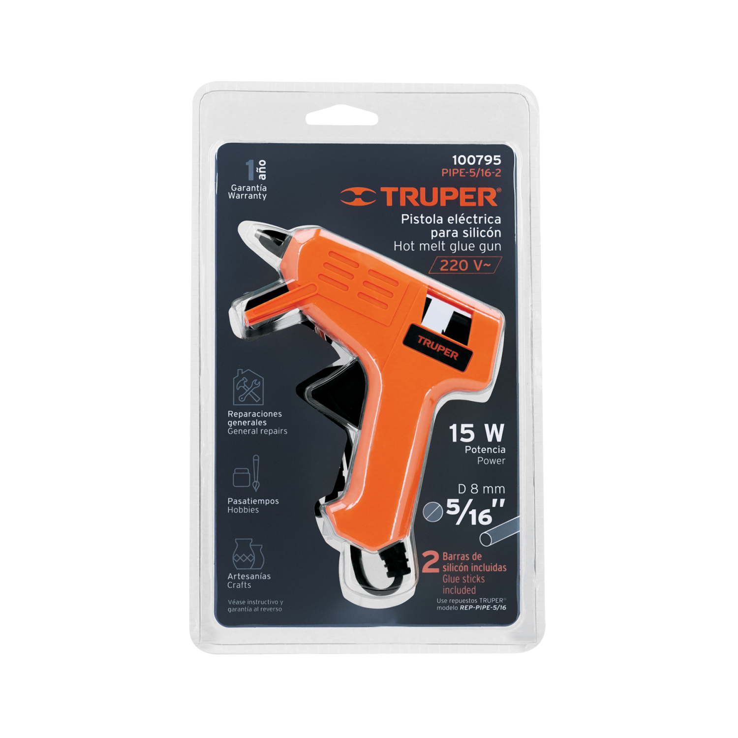 Līmes pistole 15W PIPE-5/16-2 TRUPER (PIPE-5/16-2)