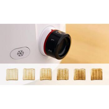Bosch Tosteris TAT2M121, 950 W, 2, balta, plastmasa, atkausēšana, augstais pacēlums, automātiskā izslēgšanās (TAT2M121)