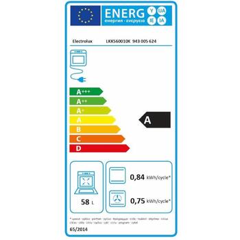 Electrolux LKK560010K газовая плита с электрической духовкой, 58л, 50см, черная, SteamBake, AirFry, AquaClean (LKK560010K)