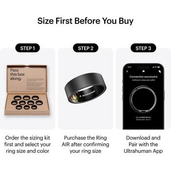 Ultrahuman Умное кольцо Ring Air UHRA-AA-11, размер 11, Aster Black, до 6 дней, 180 мин, Bluetooth 5.0 BLE, 100 м, iOS, Android (UHRA-AA-11)