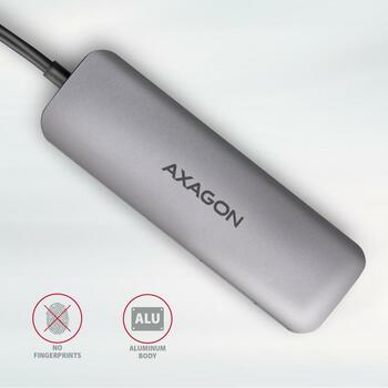 Axagon USB centrmezgls HMC-HCR3A, 3x USB 3.2, 1x HDMI, 1x SD, 1x microSD, 20 cm kabelis, alumīnija korpuss (HMC-HCR3A)