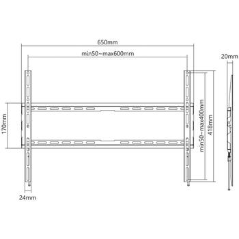 Sbox televizora kronšteins PLB-2264F-2, 37-80'' / 94-203cm, 45kg, 200x200-600x400, fiksēts, melns, tērauds/plastmasa (PLB-2264F-2)