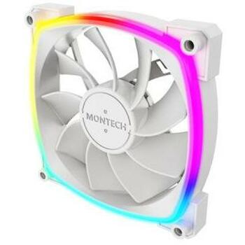 Montech Datora korpuss ventilators RX120 PWM WHITE 3 IN 1, 120mm, 1600RPM, 27dB, 3xRGB LED, 4-pin PWM, Rifle bearing (RX120 PWM WHITE 3 IN 1)