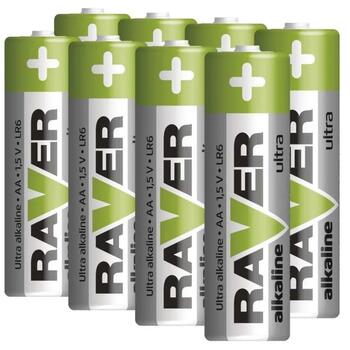 Emos Щелочная батарея RAVER AA LR6 B79218, 1,5В, 8шт, 14,5x50,5мм, от -20 до +60°C, хранение 7 лет (B79218)