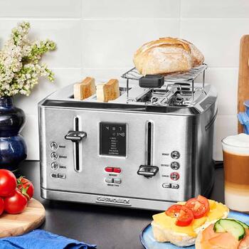 Gastroback 42396 Design Toaster Digital 4S, 4 ломтика, 1900 Вт, 7 программ, ЖК-дисплей, разморозка, подогрев (42396)