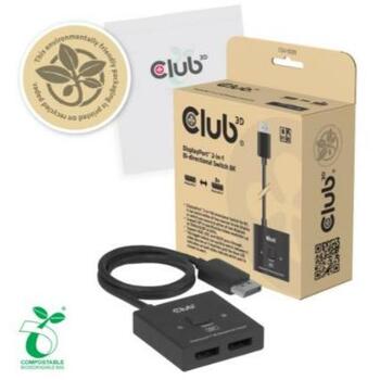 Club3D VIDEO SWITCH DP 2IN-1 CSV-1009, 8K, 3x DisplayPort, 0.5m, черный (CSV-1009)