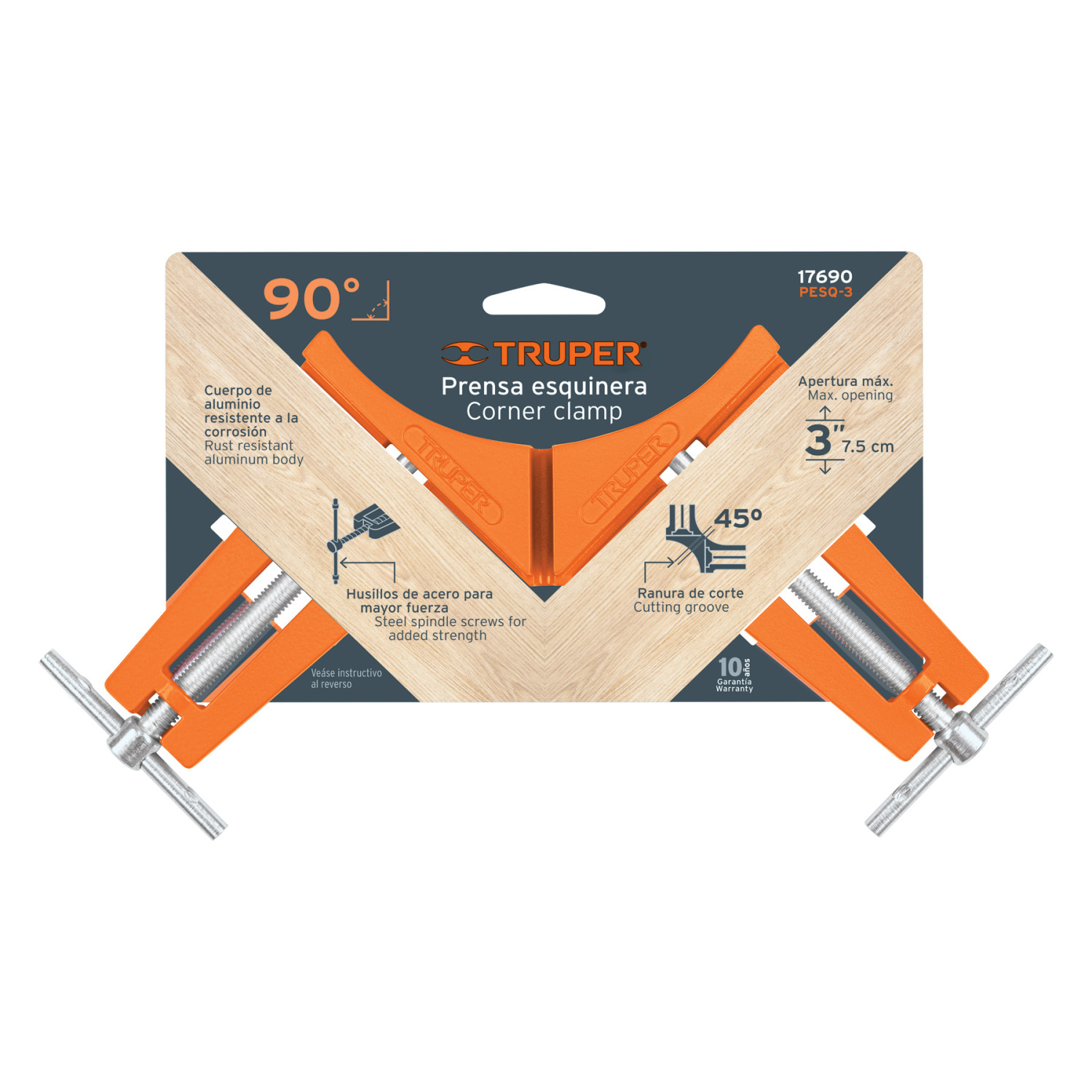 Stūra spīles 90º no alumīnija, 76mm PESQ-3 Truper (PESQ-3)