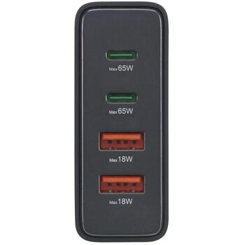 Hama 00201979 зарядное устройство, GaN, 65W, 2xUSB-C, 2xUSB-A, PD, QC 3.0, 1.5m, черный (00201979)
