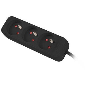 Lanberg удлинитель PS0-03E-0300-BK, 3м, 3xCEE 7/5, 1xCEE 7/7, 10A, черный (PS0-03E-0300-BK)
