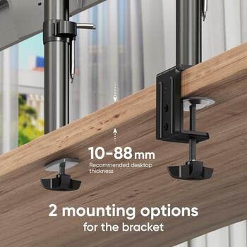 Onkron монитор, D421E-B, 13-32 дюйма, 32 кг, 75 x 75 мм, 100 x 100 мм, черный, регулировка высоты, угол наклона -90 - 90° (D421E-B)