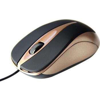 Media-Tech оптическая мышь PLANO MT1091MO, USB 5V, черный, золотой, универсальная форма, 3 кнопки, 1 колесо прокрутки (MT1091MO)