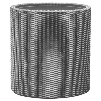 Keter Puķu pods Small Cylinder Planter 29197833, 28x28x28,5cm, gaiši pelēks, rotangpalmas dizains (29197833)