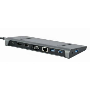 Gembird I/O adapteris USB-C uz HDMI/USB3/9IN1 A-CM-COMBO9-02 1 HDMI, 1 RJ45, 3 USB 3.1, 1 DisplayPort, 1 15pin D-sub (A-CM-COMBO9-02)
