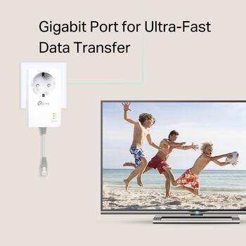 TP-Link AV1000 Gigabit Passthrough Powerline Starter Kit TL-PA7017P KIT, 1000Mbps, Gigabit Ethernet, 128-бит AES, EU вилка (TL-PA7017PKIT)