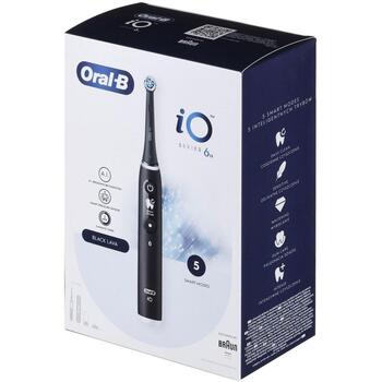 Oral-B elektriskā zobu birste iO6 Black Onyx, 5 režīmi, 1 galviņa, litija jonu akumulators, ceļojuma maciņš, uzlādes bāze, melna (iO6 Black Onyx)