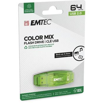 Emtec USB флешка C410 ECMMD64G2C410, 64GB, USB 2.0, 120 Mbps, 40 Mbps, Зеленый, Пластик (ECMMD64G2C410)