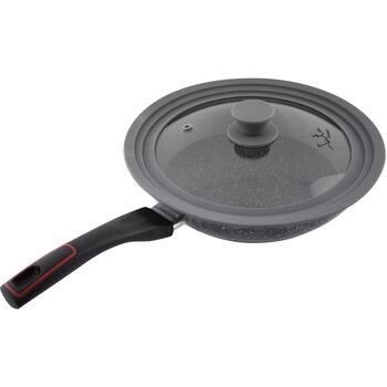 Jata T20 silikona un stikla vāks, 20-22-24cm, pelēks, caurspīdīgs, 1 rokturis, tvaika izplūdes vārsts, FDA (T20)