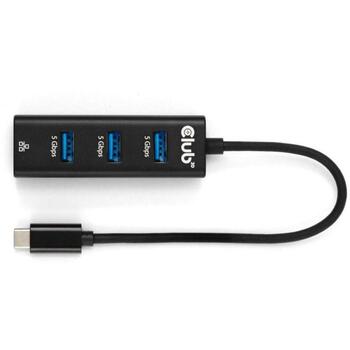 Club3D USB centrmezgls CSV-1549, 3 x USB Type-A, 1 x RJ45, 5 Gbps, Gigabit Ethernet, melns (CSV-1549)