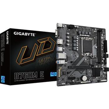 Gigabyte B760M E mātesplate, LGA 1700, Intel B760, DDR5, 2x DIMM, 128GB, 7200MHz, Micro-ATX, 2x M.2, 4x SATA III, 1GbE LAN (B760M E)