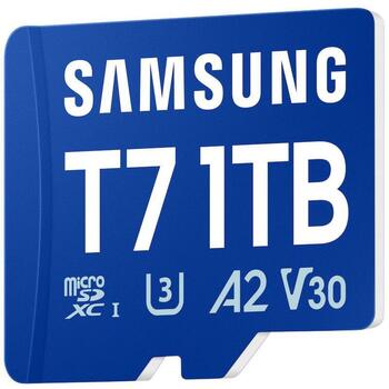 Samsung microSD карта, T7, MB-MB1T0T/WW, 1TB, 170MB/s, UHS-I, V30, A2, водонепроницаемая, термостойкая, рентгенозащитная (MB-MB1T0T/WW)
