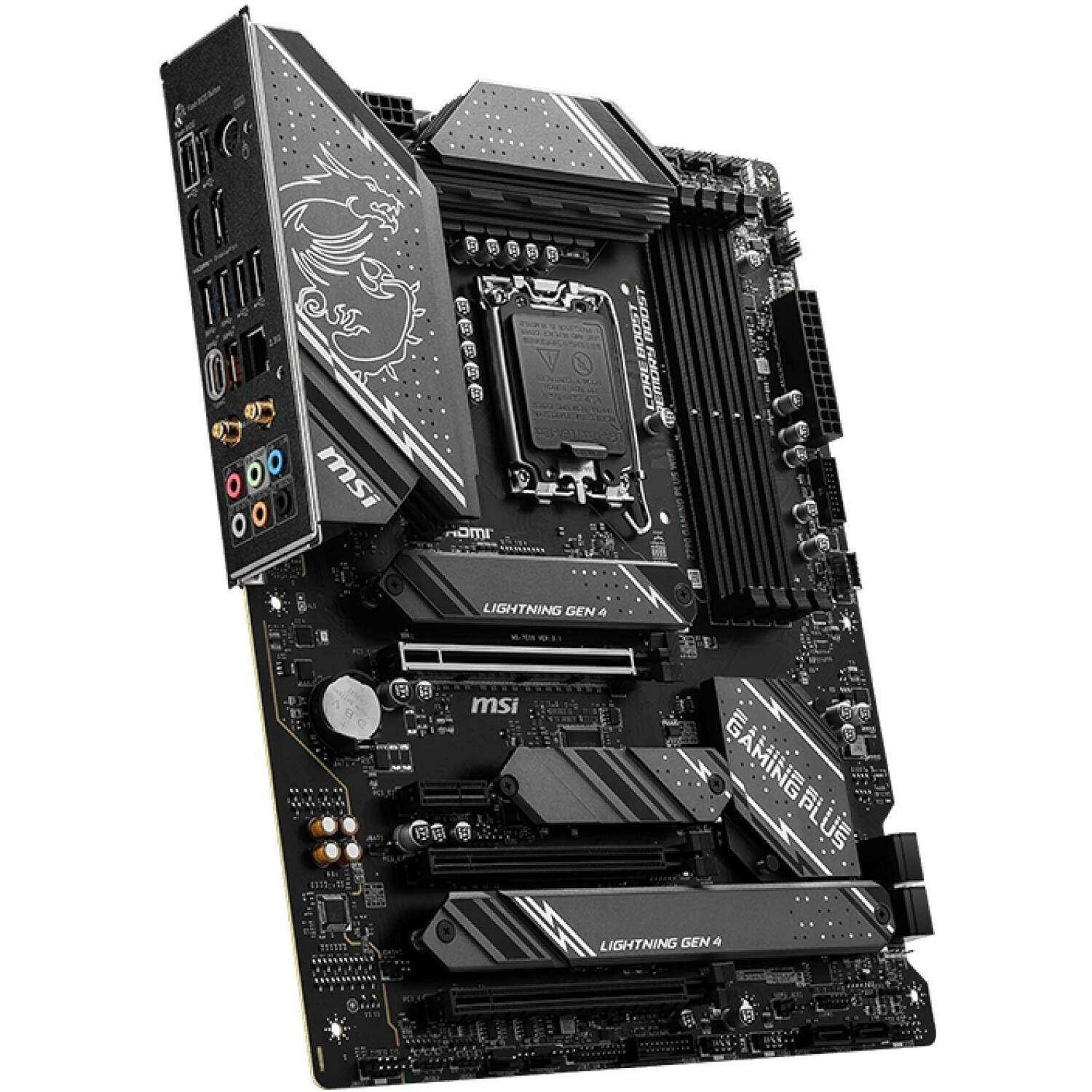 Msi Материнская плата Z790GAMINGPLUSWIFI, LGA 1700, DDR5, 192 ГБ, 4x M.2, 4x PCI, 1x HDMI, 2.5 Гбит Ethernet, Wi-Fi 6, 7.1 аудио (Z790GAMINGPLUSWIFI)