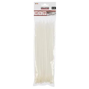 Kreator savilcēji KRTH41005, 250mm, 4.8mm, 50 gab, neilons, 23kg, -40 °C – 85 °C, balts (KRTH41005)