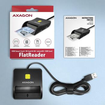 Axagon Считыватель смарт-карт CRE-SM3SD USB 2.0 1.3 м, microSD/microSDHC/microSDXC, SIM, черный (CRE-SM3SD)