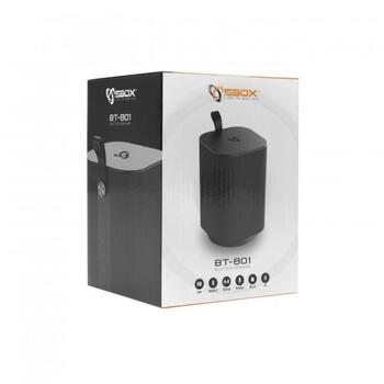 Sbox Беспроводная колонка BT-801, 8 Вт, 1200 мАч, 20 м, 100-20000 Гц, FM, Bluetooth, TWS, 3,5 ч зарядка (BT-801)