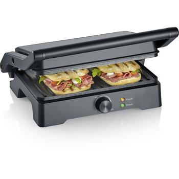 Severin Контактный гриль KG 2391, 1800W, 230°C, 2 позиции, 280x170mm, антипригарное покрытие, регулируемый термостат (KG 2391)
