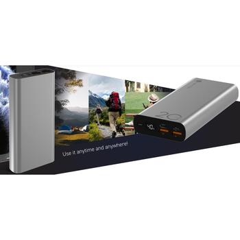 Navitel Lādētājs-akumulators PWR20 AL Silver, 20000mAh, 3.7V, 22,5W, USB-C 5V 2,6A, 9V 2A, 12V 1,5A, Mikro USB 5V 2A (PWR20 AL Silver)