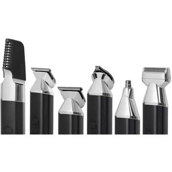 Manta Matu un bārdas trimmeris HT-01BK, 6 uzgaļi, 3-12mm, IPX7, USB-C, precīzi asmeņi, magnētiskie uzgaļi (HT-01BK)