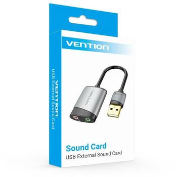 Vention USB внешняя звуковая карта CDKHB 16 бит, 44100-48000 Гц, USB, кабель 0.15 м, серый (CDKHB)