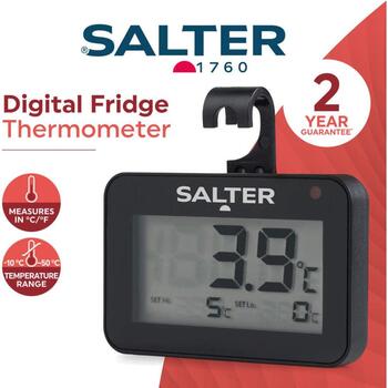Salter термометр для холодильника SA00574BFEU12, -10°C до 50°C, точность 0,1°C, индикатор LED зоны, простая установка (SA00574BFEU12)