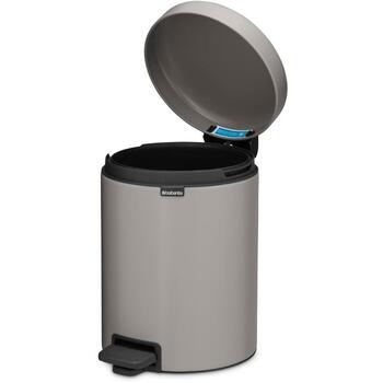 Brabantia NewIcon 252204 ведро с педалью, 5 л, Soft Grey, нержавеющая сталь, непроницаемое для запахов (252204)