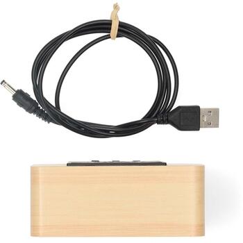 Nedis цифровые радиочасы-будильник CLDK2008BN, дерево, LED-дисплей, 5В DC, USB, 3×AAA, дата, температура (CLDK2008BN)