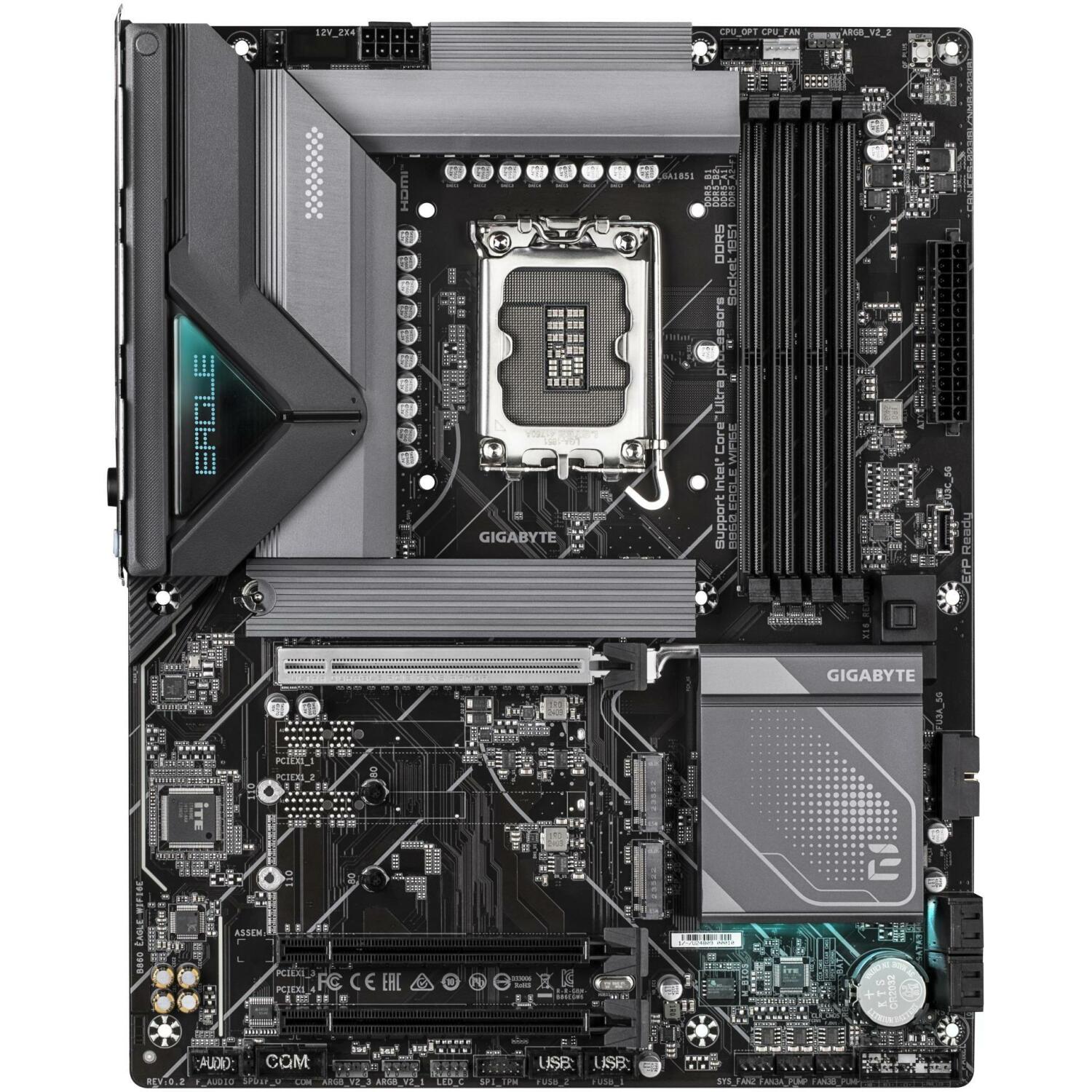Gigabyte Mātesplate B860 EAGLE WIFI6E 1.0, 12+1+2+1 fāzes, 4xDIMM DDR5, 2xPCIe 4.0 M.2, 2.5GbE LAN, WIFI 6E, USB 3.2 Gen 2x2 (B860 EAGLE WIFI6E 1.0)