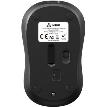 Sbox Беспроводная мышь WM-602B, 800-1600 DPI, 10м, 500 мАч, RF 2.4 GHz, Bluetooth, черная, оптический сенсор (WM-602B)