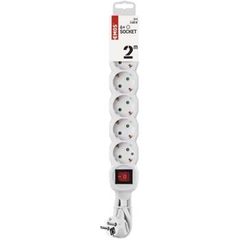 Emos Удлинитель P1622, 2м, 6x2P+PE, выключатель, ПВХ, 2300Вт, защита от детей (P1622)