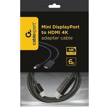 Gembird Видео кабель Mini DisplayPort на HDMI CC-MDP-HDMI-6 1.8m, 4K, 138g, 275x175x275mm (CC-MDP-HDMI-6)