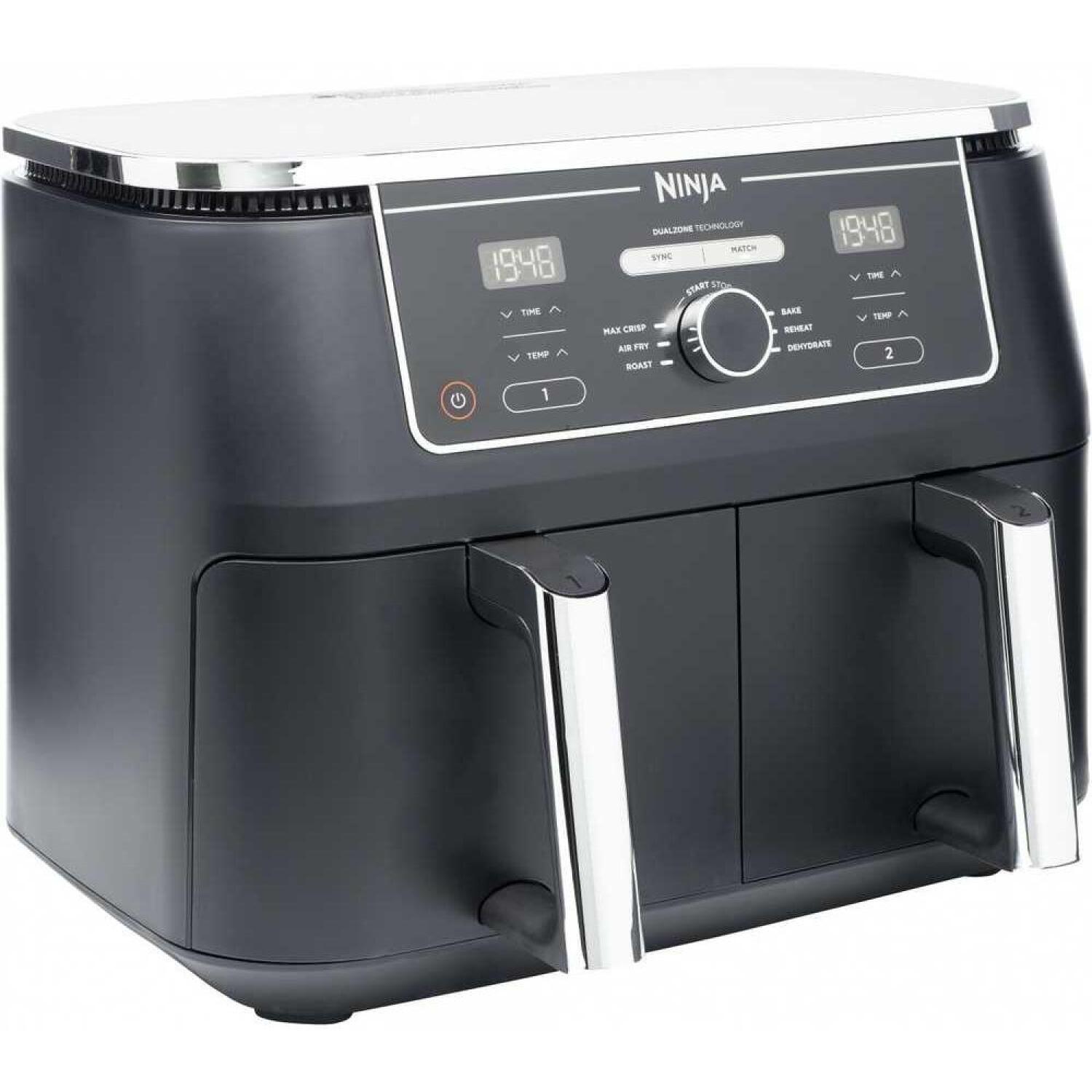 Ninja aerogrils AF400EU, 2470 W, 9.5 l, 40 - 240 °C, 2 gatavošanas zonas, 6 programmas, sinhronizācija, saderība (AF400EU)